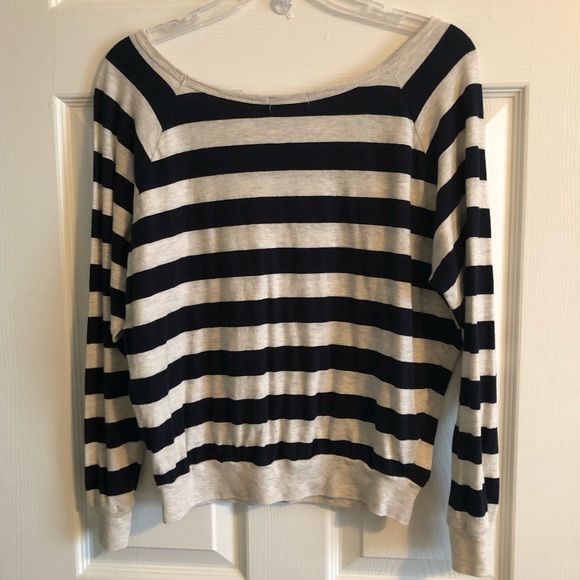 2/$7 ♦️Forever 21 Navy And Gray Stripe Long Sleeve - Picture 2 of 4